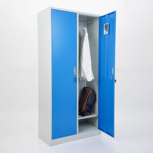 Vestiaire mètallique 2 portes avec serrure et accessoires internes_détail de la porte ouverte