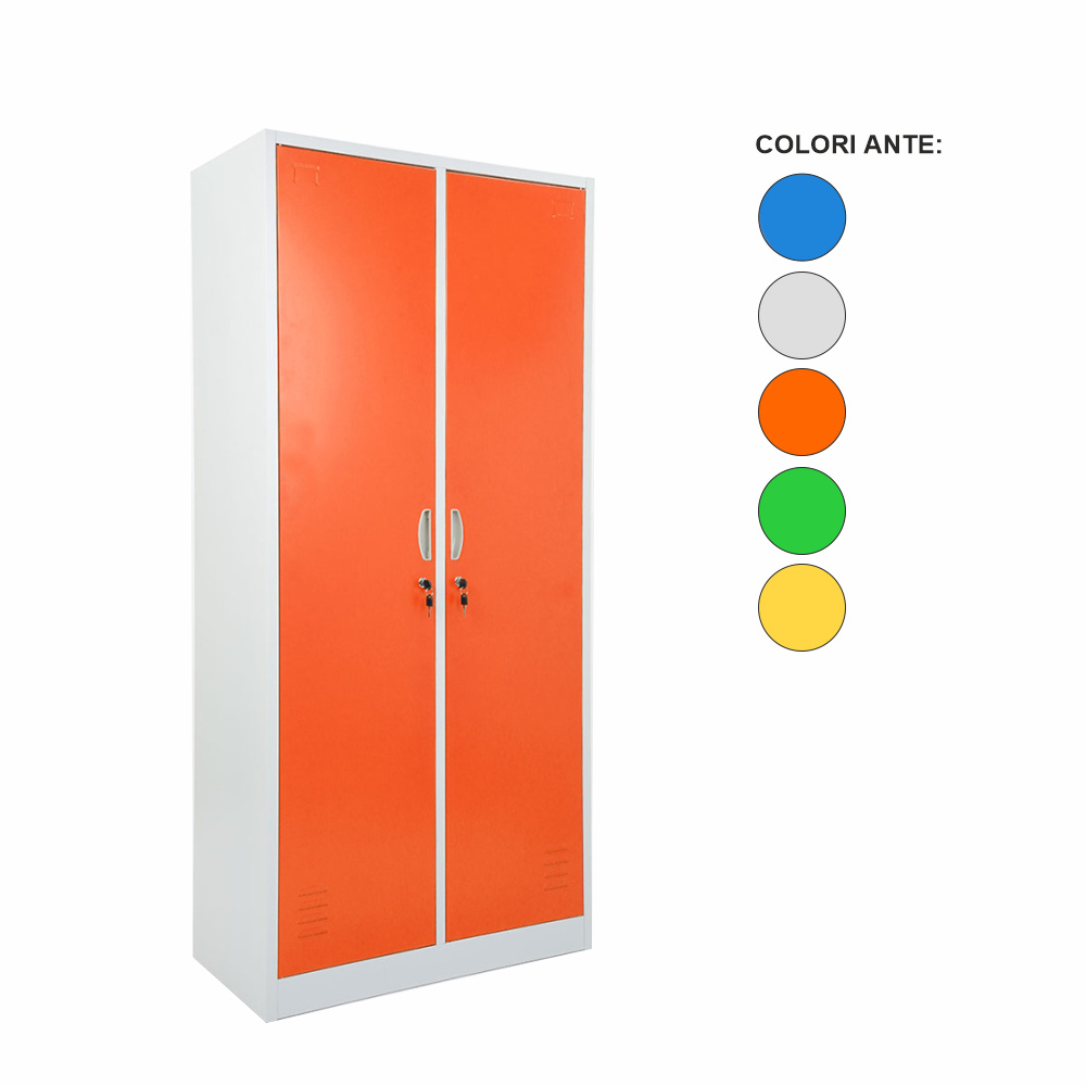 Vestiaire mètallique 2 portes avec serrure et accessoires internes disponibles en 5 couleurs