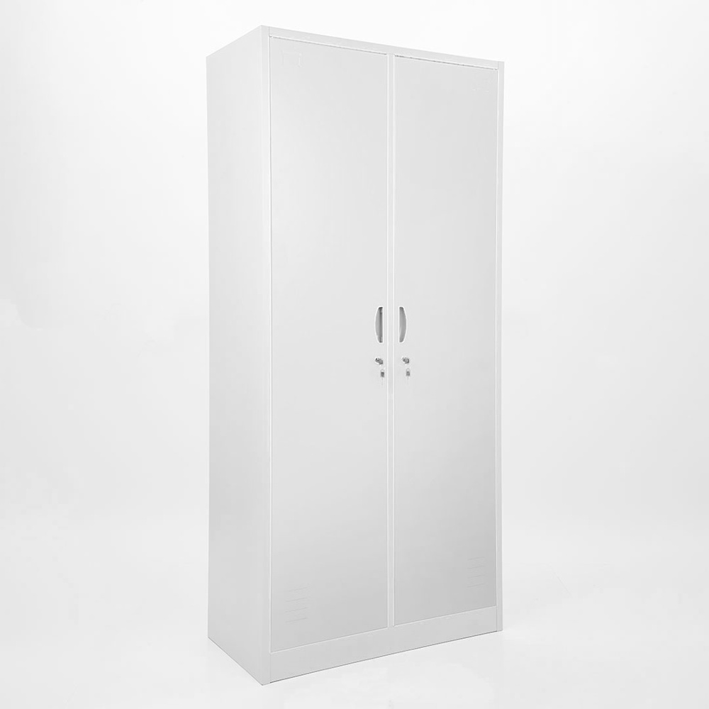 Vestiaire mètallique 2 portes gris avec serrure et accessoires internes