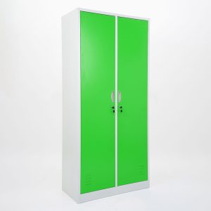 Vestiaire mètallique 2 portes vert avec serrure et accessoires internes