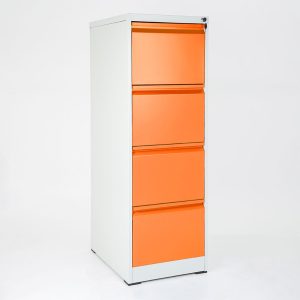 Cassettiera classificatore arancione con 4 cassetti con serratura