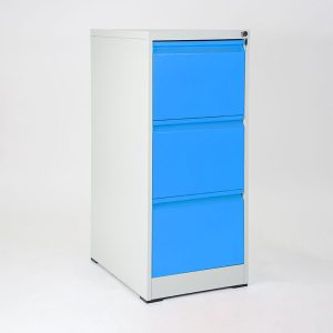 Classeur bleu avec 3 tiroirs verrouillables