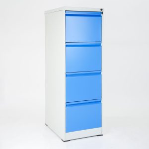Cassettiera classificatore blu con 4 cassetti con serratura