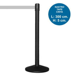 Colonnina-segna-percorso-nera-con-nastro-grigio-di-3-metri