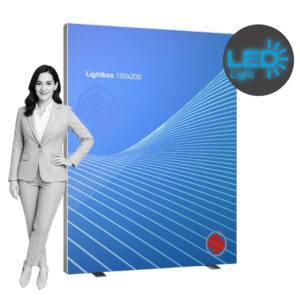 Parete Lightbox Autoportante Bifacciale con tessuto retroilluminato a LED 150x200