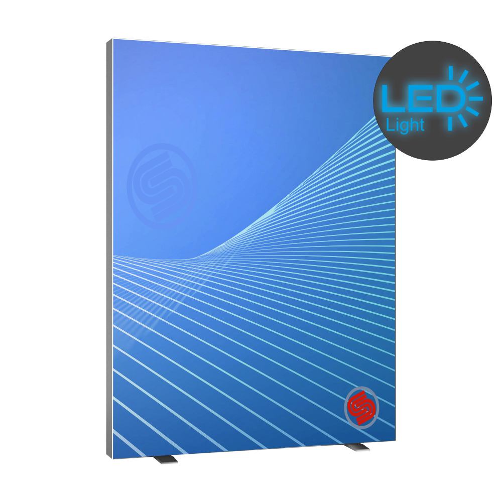 Parete Lightbox Autoportante Bifacciale con tessuto retroilluminato a LED