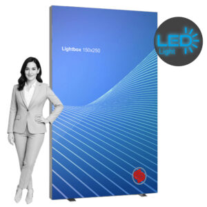 Parete Lightbox Autoportante Bifacciale con tessuto retroilluminato a LED 150x250