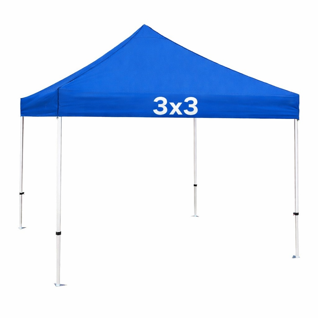 Chapiteau pliant 3x3 mètres avec toit bleu pour foires et événements