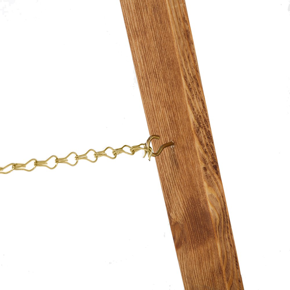 Cavalletto in legno porta cornici con maniglia dettaglio catenella