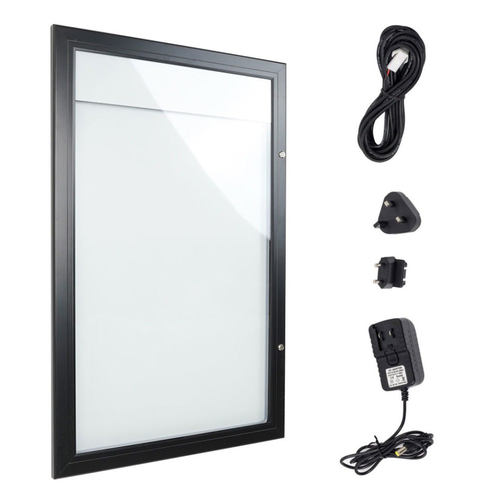 Bacheca porta menu esterno 4xA4 color nero con illuminazione LED e pannello personalizzabile 2