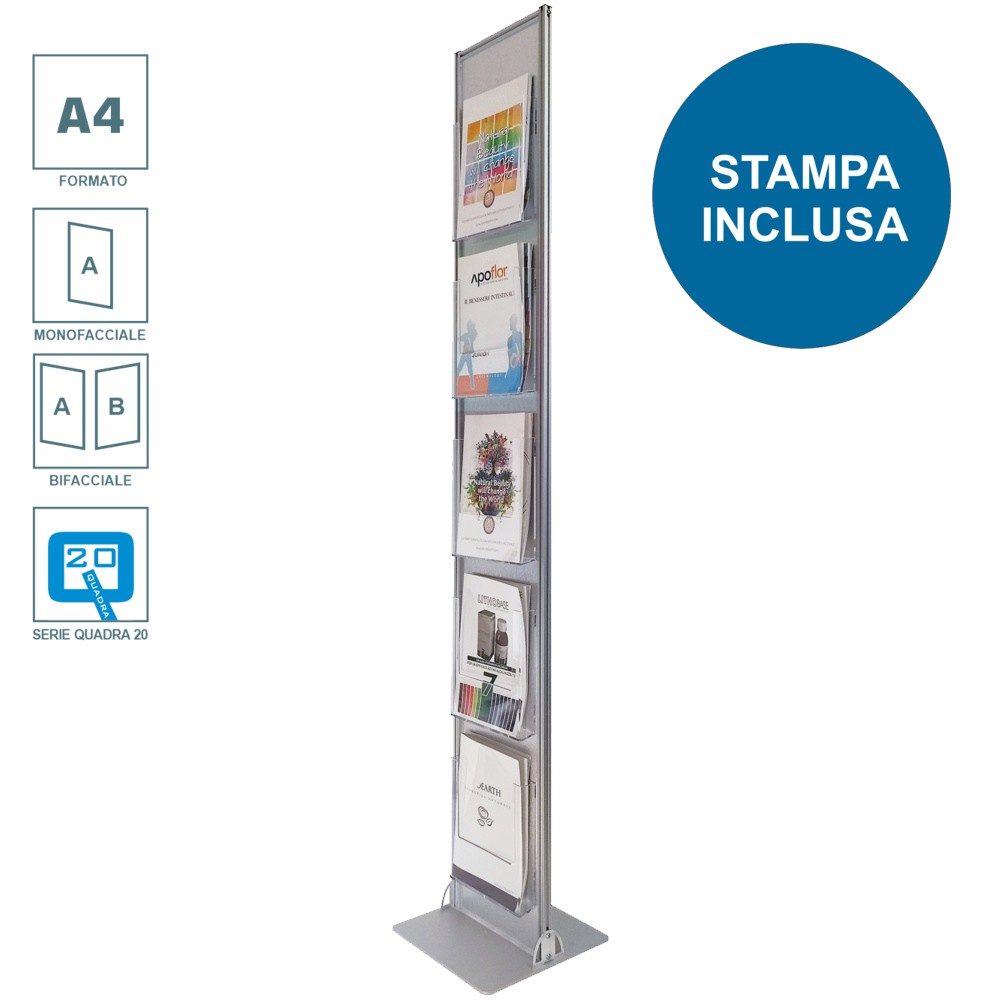 A4 Foldable Brochure Rack Exhibition Show Display Stand Holder Stable and Durable Portrait Folding Literature Floor Stand Double Sided Multilayer Magazine Holder Rack Stand with Aluminium Case 