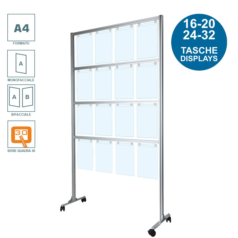 floor-standing-display-a4-vertical-16-20-24-32-with-fixed-feet-or-braking-wheels